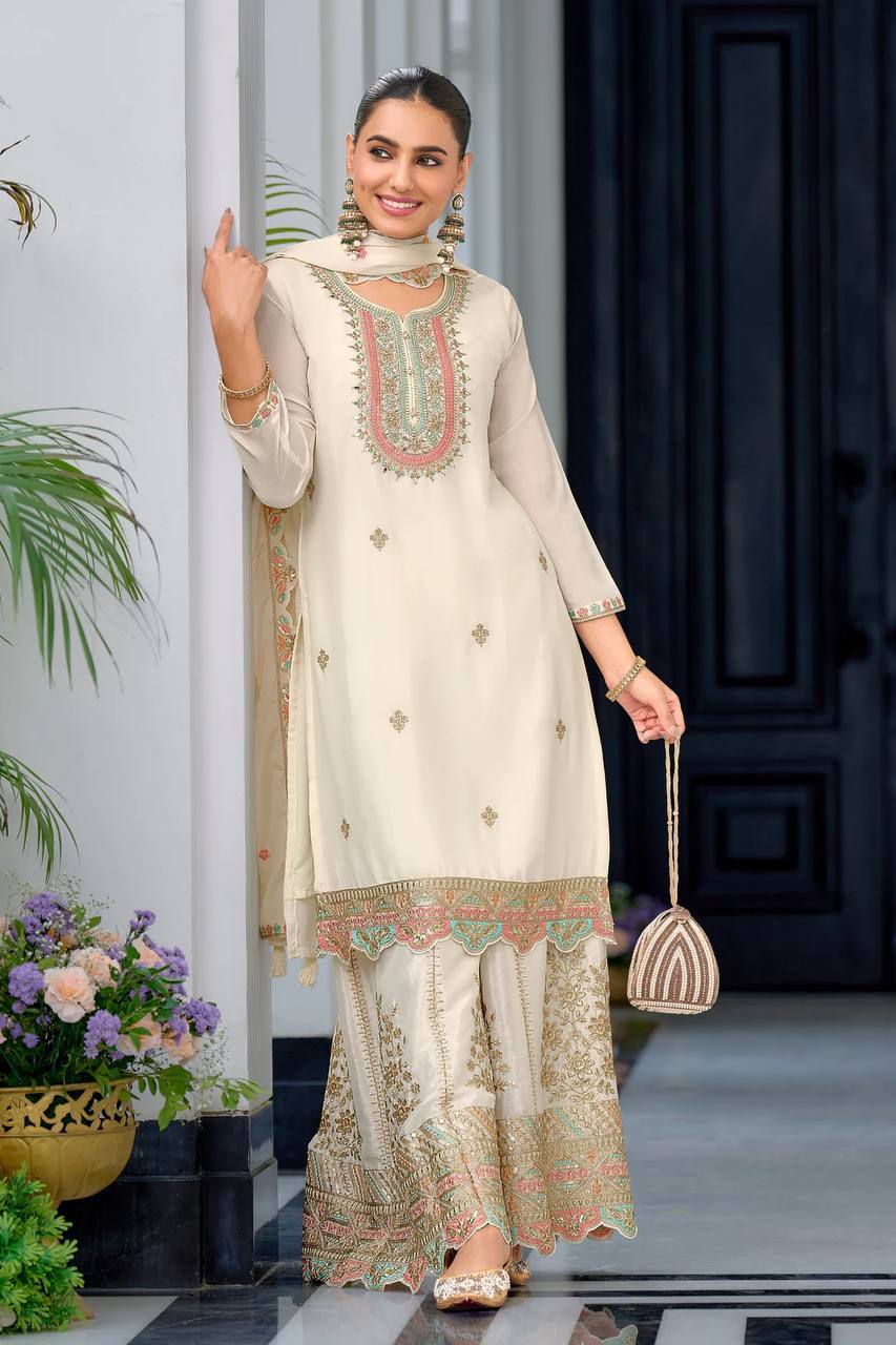 Black Embroderied Full Work gharara Suit Set(Free size)