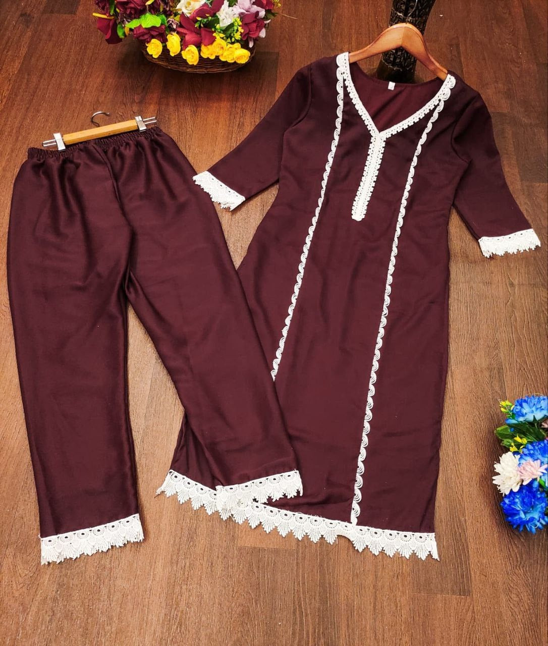 Sugarcane Print Kurti-Pant Combo Set