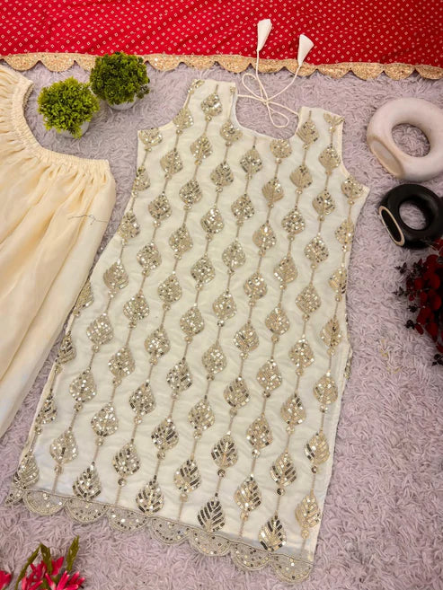 Heavy Tedy Crush And Embroidery 3 piece Sharara Suit Set