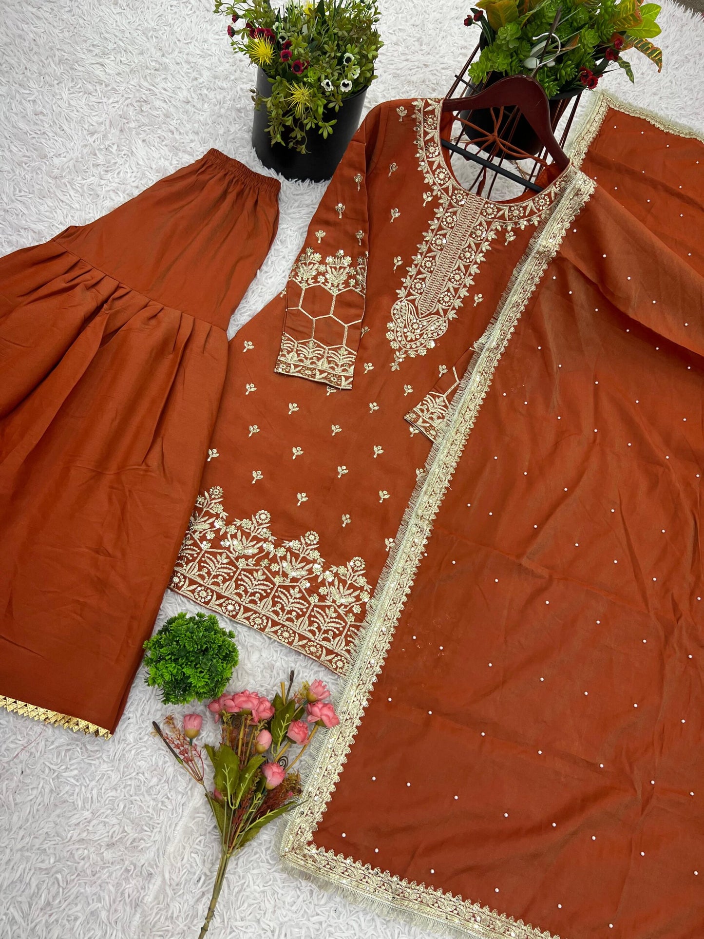 Presenting New Simmer Silk Designer Party Wear top plazzo