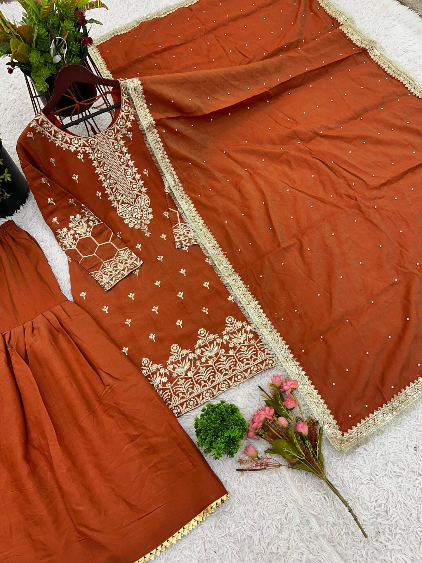 Presenting New Simmer Silk Designer Party Wear top plazzo
