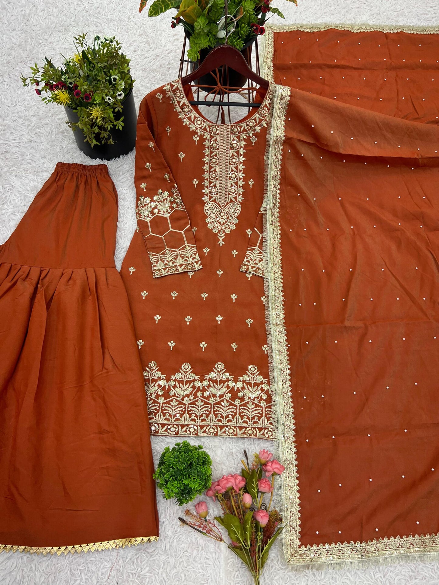 Presenting New Simmer Silk Designer Party Wear top plazzo