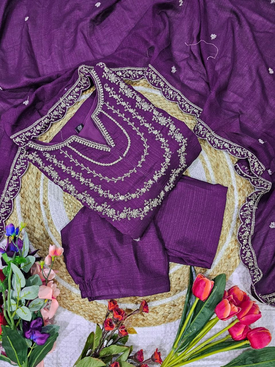 Embroidered Vichitra Couture