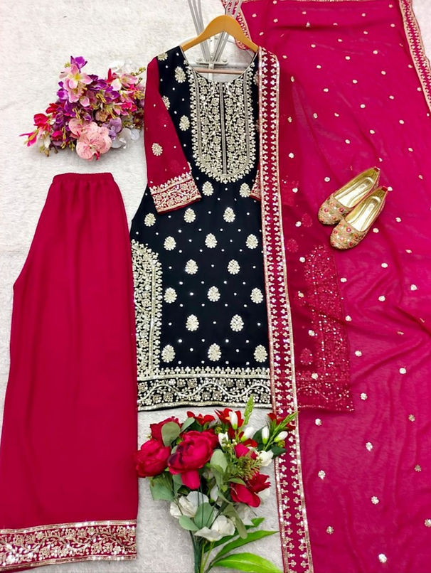 Georgette Sequin Palazzo Set