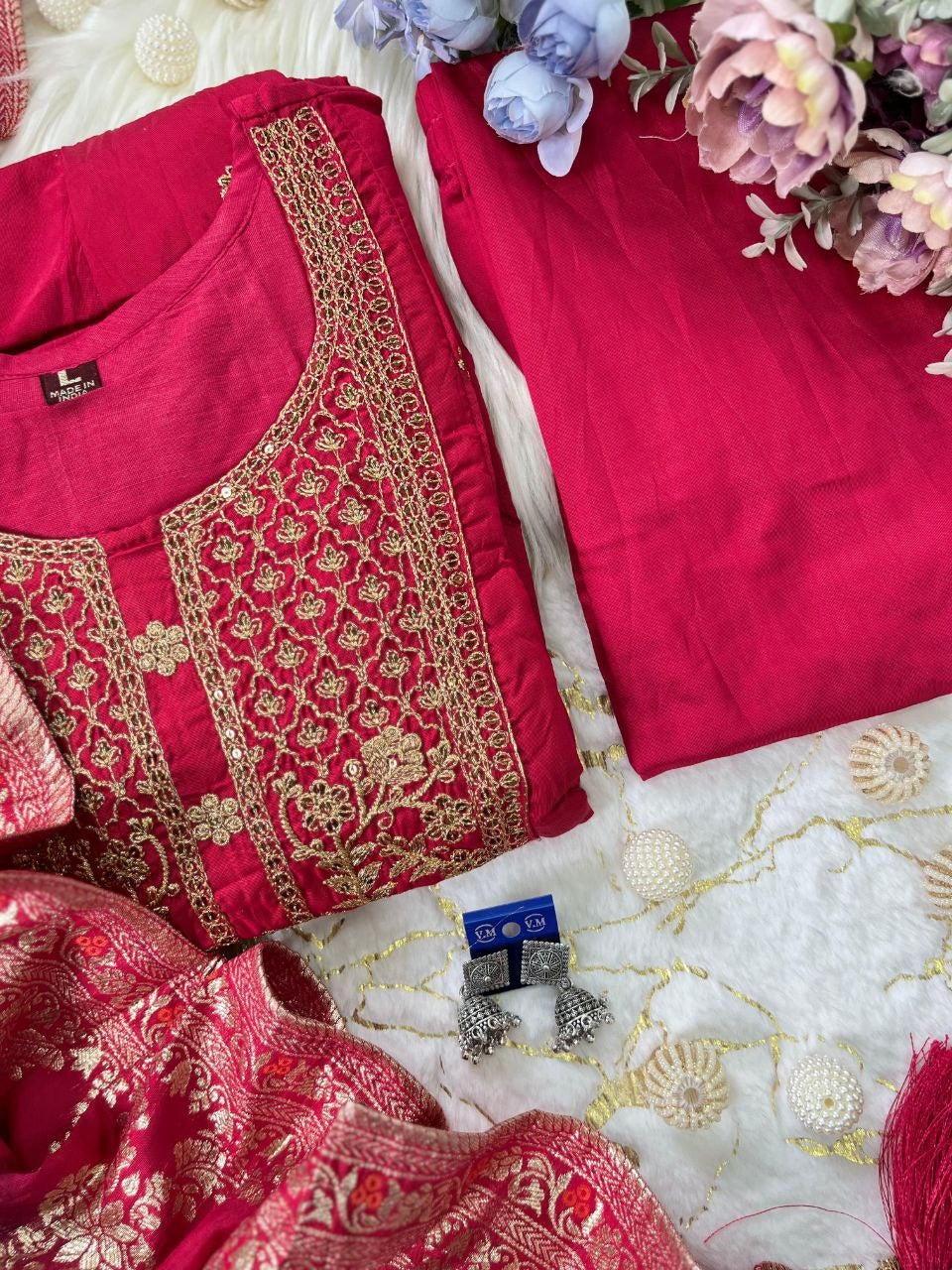 Anarkali Flared Kurti Pant Dupatta Set