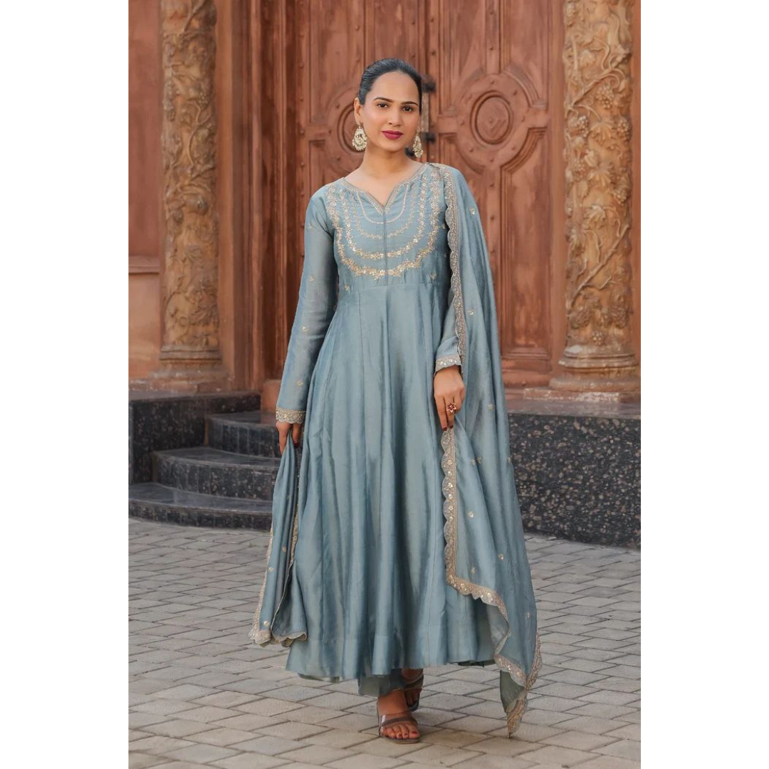 Embroidered Vichitra Couture