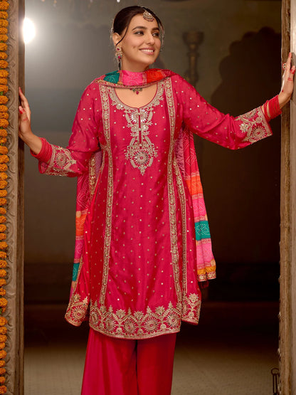 A-Line Kurta Palazzos With Dupatta Set
