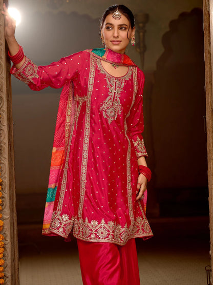 A-Line Kurta Palazzos With Dupatta Set