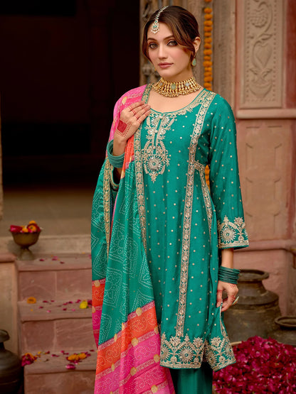 A-Line Kurta Palazzos With Dupatta Set