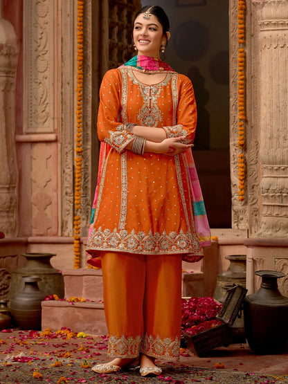 A-Line Kurta Palazzos With Dupatta Set