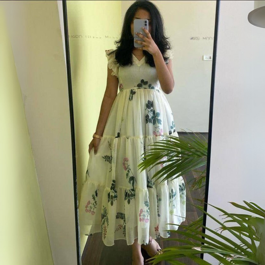 Pearly white midi dress
