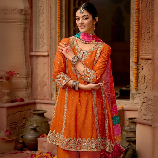 A-Line Kurta Palazzos With Dupatta Set