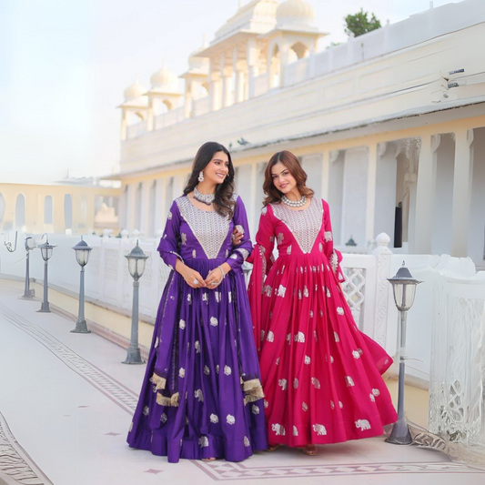 Fox Georgette Heavy Embroidered Gown with Dupatta