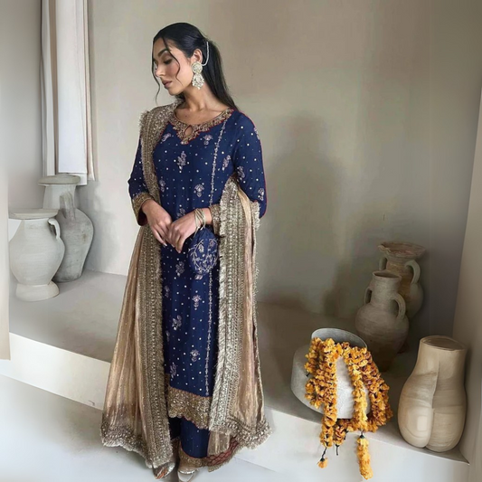 Embroidery And Sequins Work Sharara Suit