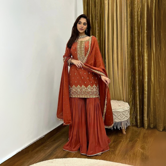 Presenting New Simmer Silk Designer Party Wear top plazzo