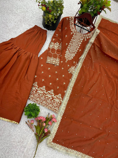 Presenting New Simmer Silk Designer Party Wear top plazzo