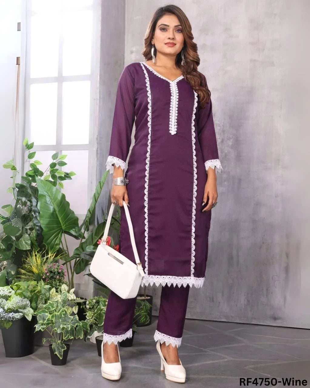 Sugarcane Print Kurti-Pant Combo Set