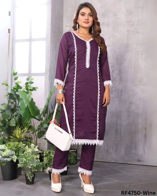 Sugarcane Print Kurti-Pant Combo Set