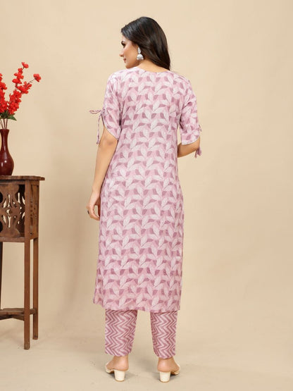 Women Leaf Print Straight Kurta Set