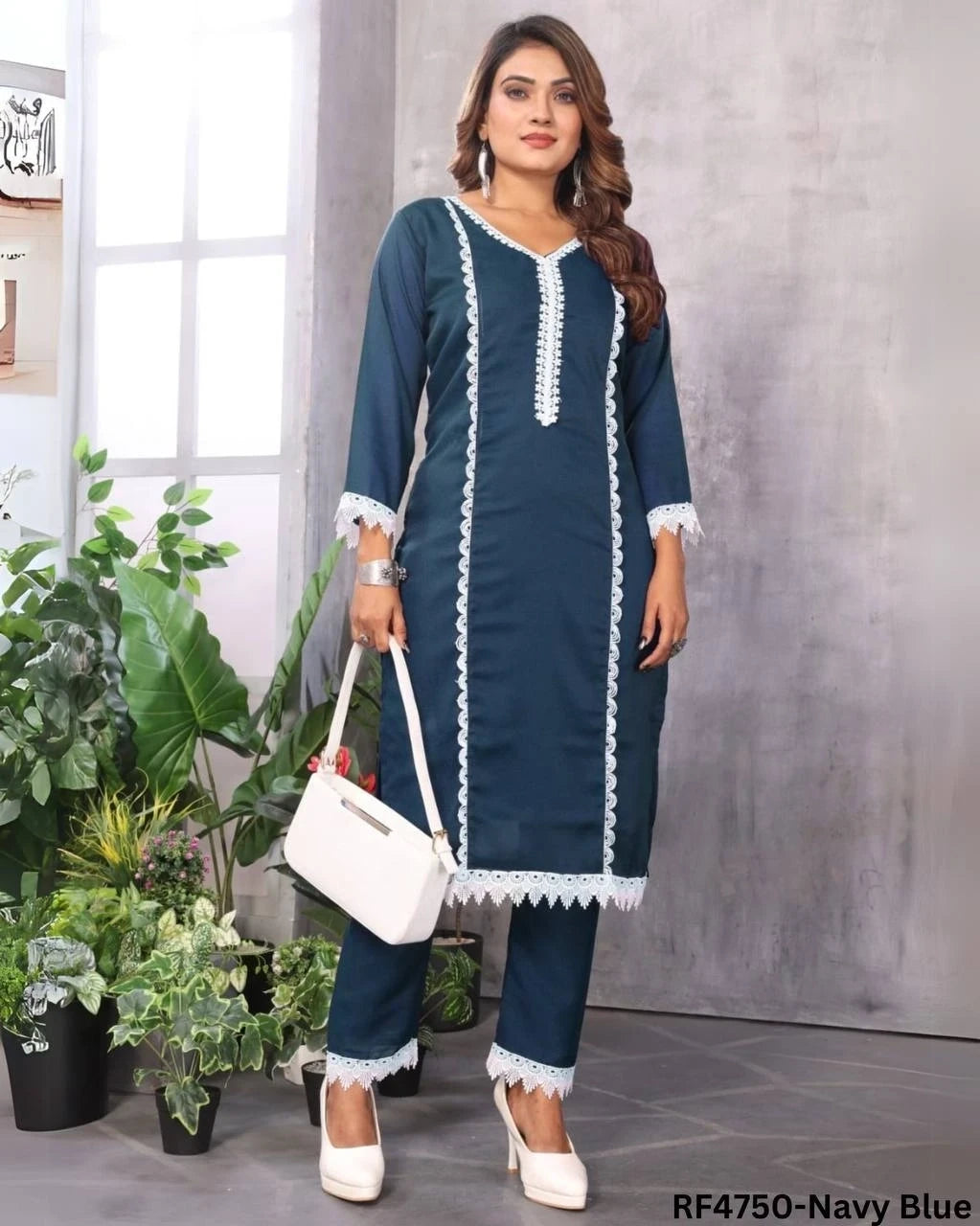 Sugarcane Print Kurti-Pant Combo Set