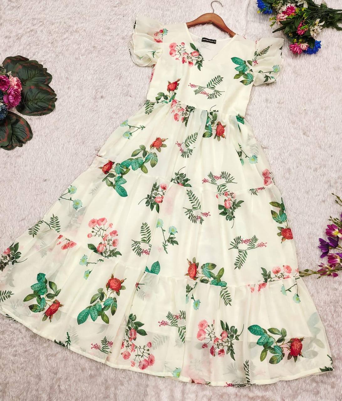 Pearly white midi dress