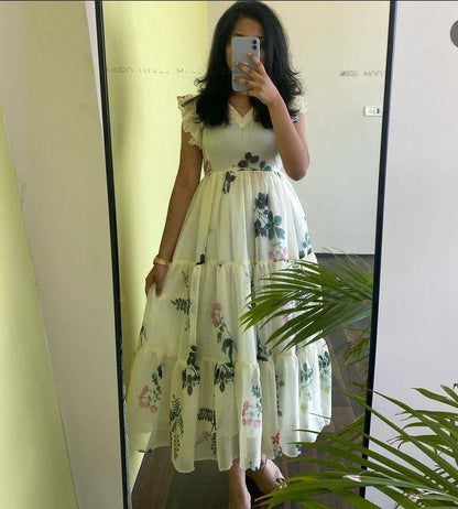 Pearly white midi dress