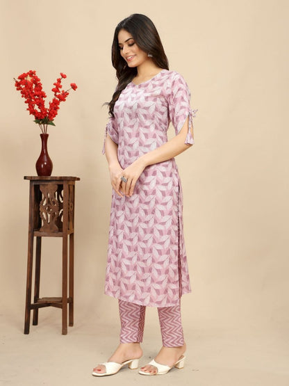 Women Leaf Print Straight Kurta Set