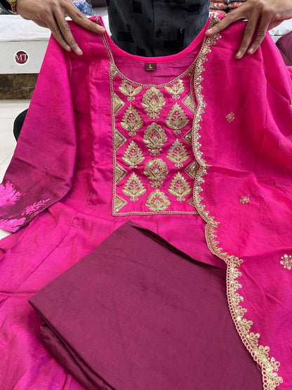 WOMEN EMBROIDERED PURPLE SUIT SET