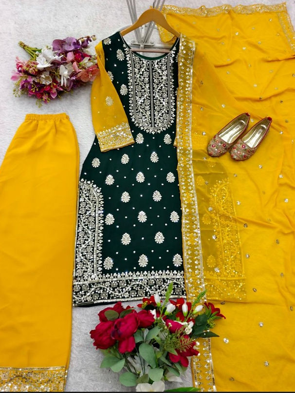 Georgette Sequin Palazzo Set