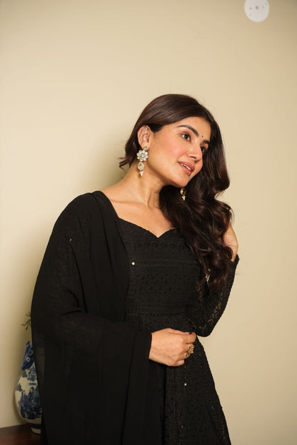 Elegant Black Anarkali Set