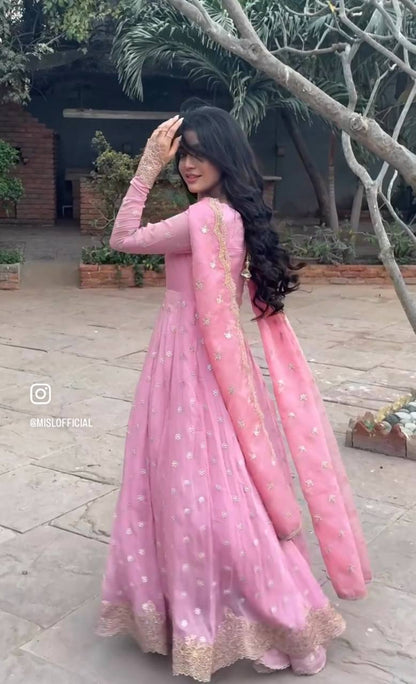 Laiba khan special dreamy pink anarkali