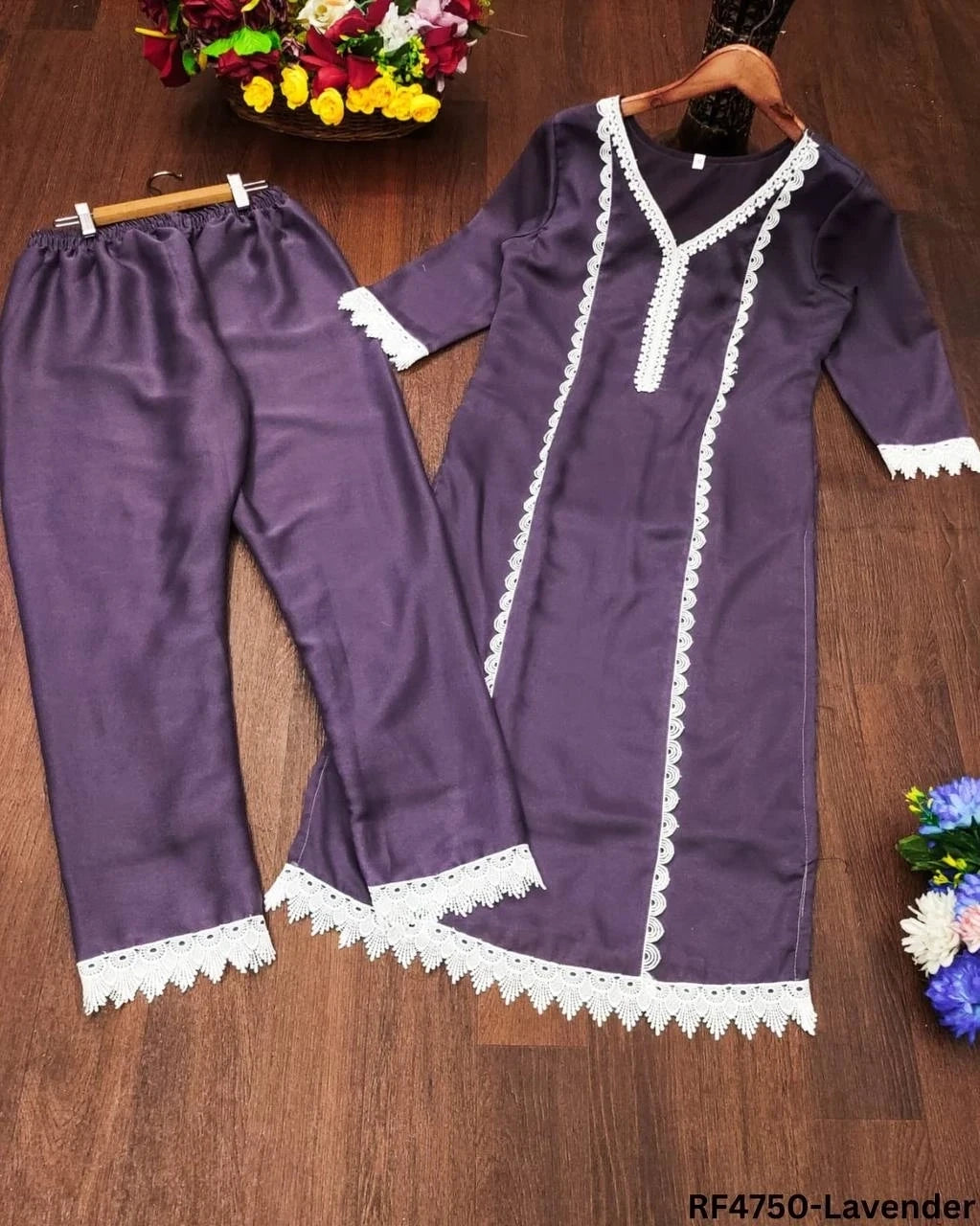 Sugarcane Print Kurti-Pant Combo Set