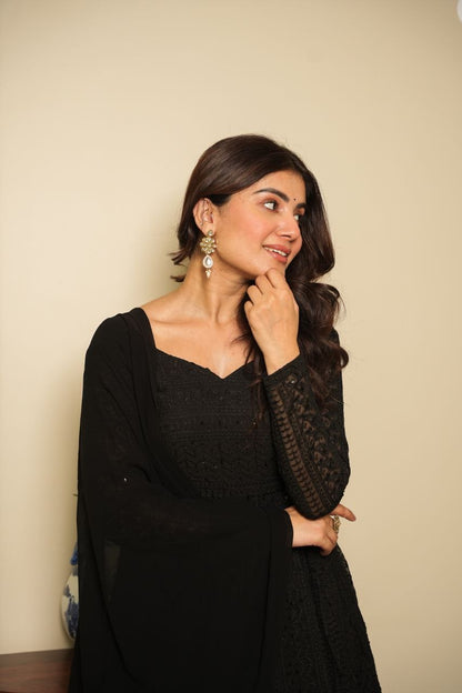 Elegant Black Anarkali Set