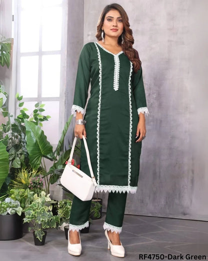 Sugarcane Print Kurti-Pant Combo Set