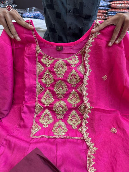 WOMEN EMBROIDERED PURPLE SUIT SET